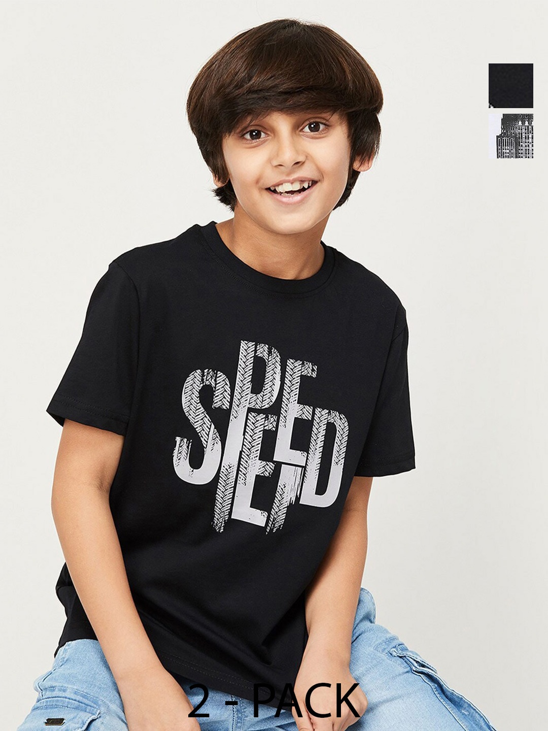 

Fame Forever by Lifestyle Boys Pack Of 2 Printed Cotton T-Shirt, Black