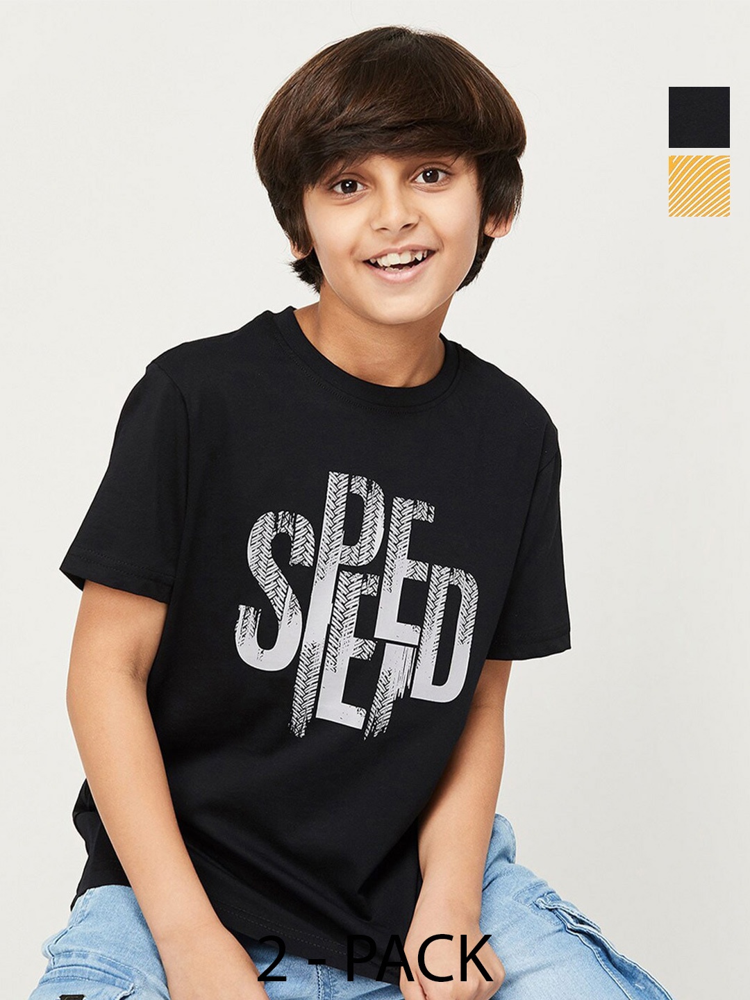 

Fame Forever by Lifestyle Boys Pack Of 2 Printed Cotton T-Shirt, Black