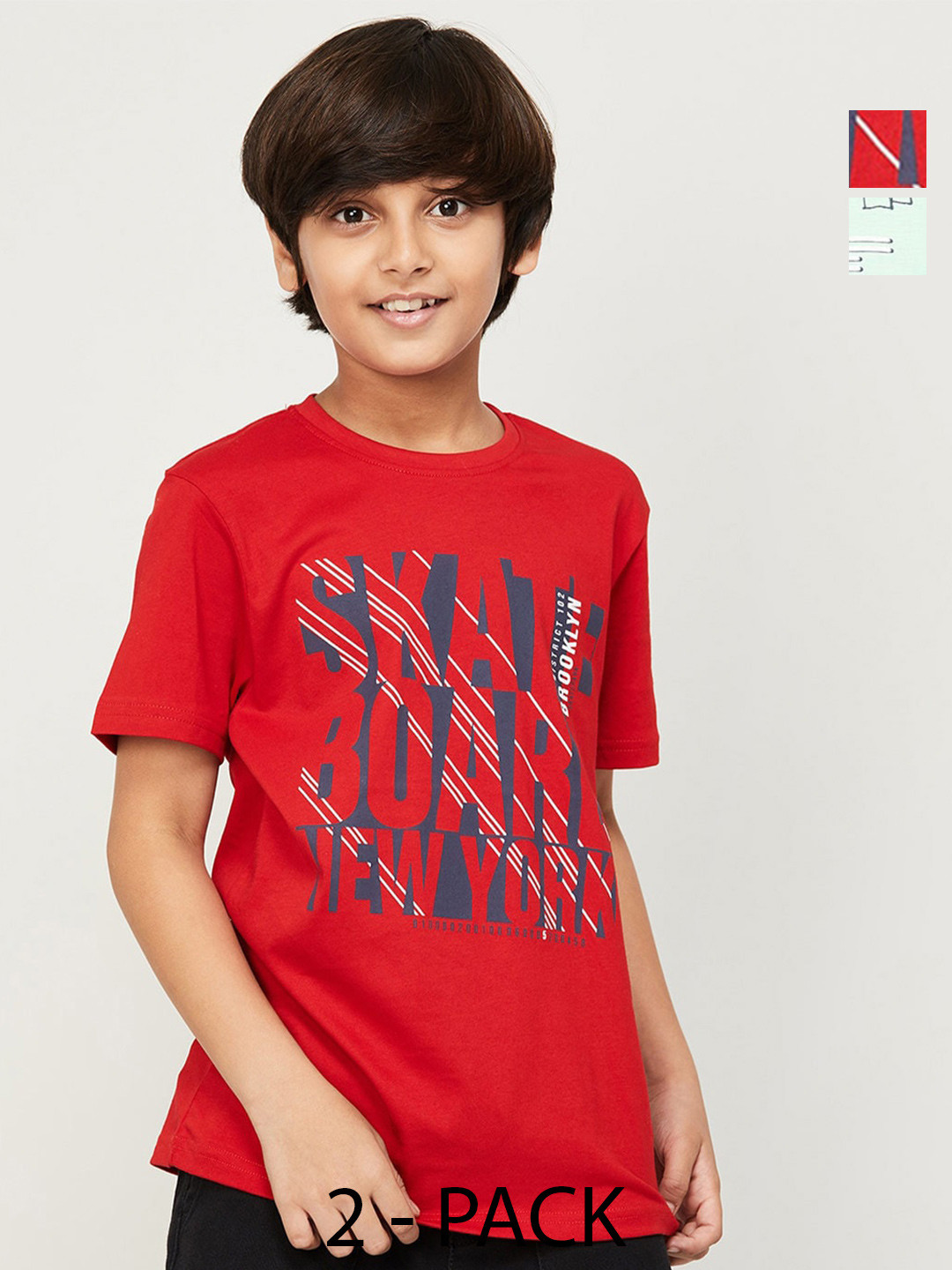 

Fame Forever by Lifestyle Boys Pack Of 2 Printed Pure Cotton T-Shirt, Red