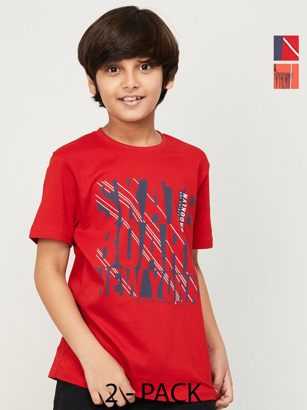 

Fame Forever by Lifestyle Boys Pack Of 2 Printed Cotton T-Shirt, Red