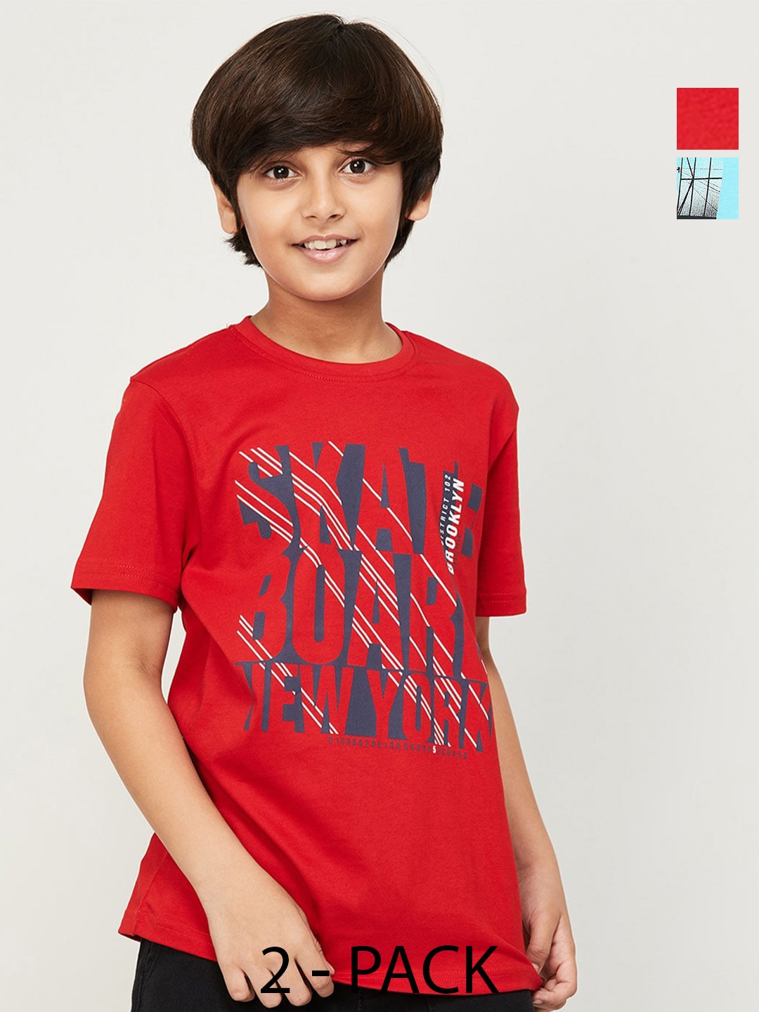 

Fame Forever by Lifestyle Boys Pack Of 2 Printed Cotton T-Shirt, Red