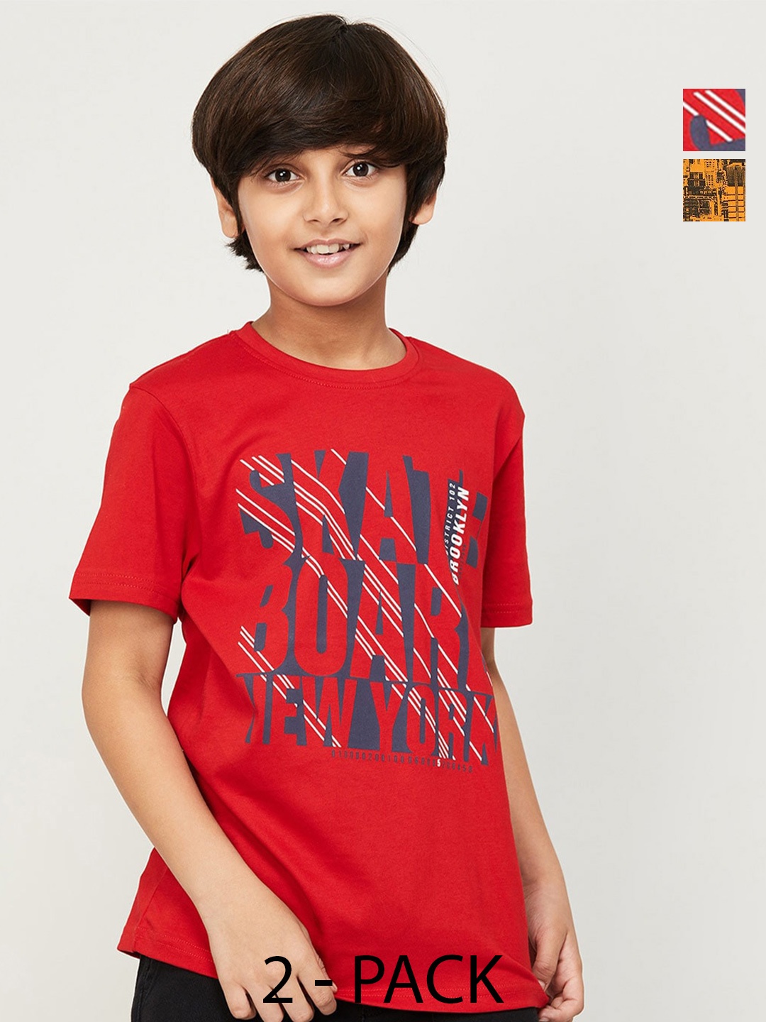 

Fame Forever by Lifestyle Boys Pack Of 2 Printed Cotton T-Shirt, Red