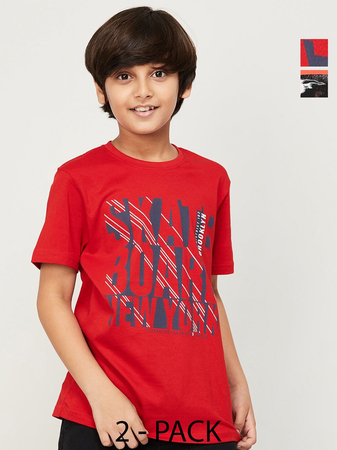 

Fame Forever by Lifestyle Boys Pack Of 2 Printed Cotton T-Shirt, Red