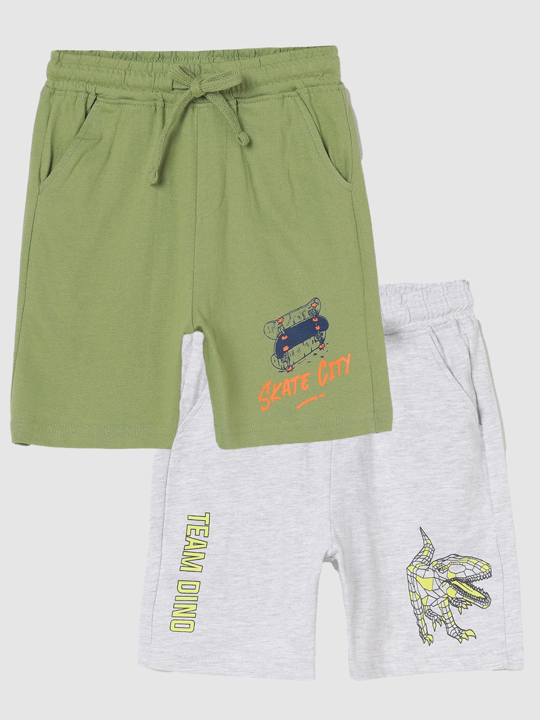 

Fame Forever by Lifestyle Boys Pack Of 2 Cotton Shorts, Olive