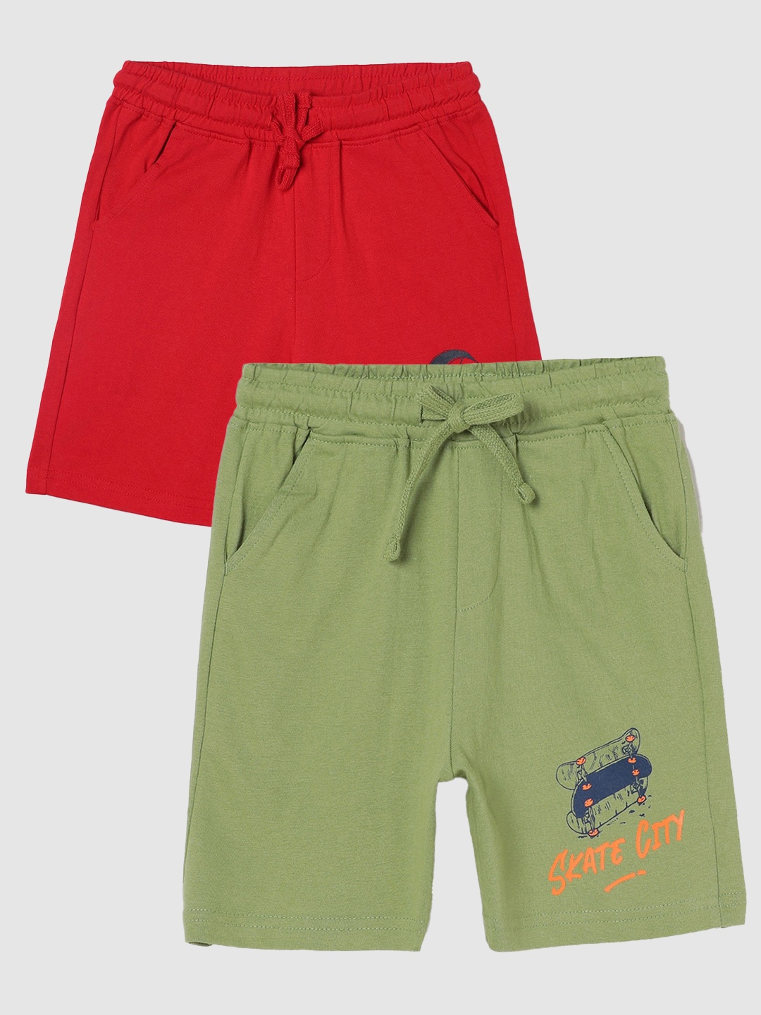 

Fame Forever by Lifestyle Boys Pack Of 2 Cotton Shorts, Olive