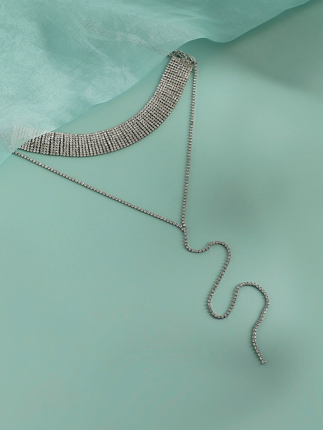 

SOHI Silver-Toned Silver-Plated Cascade Necklace