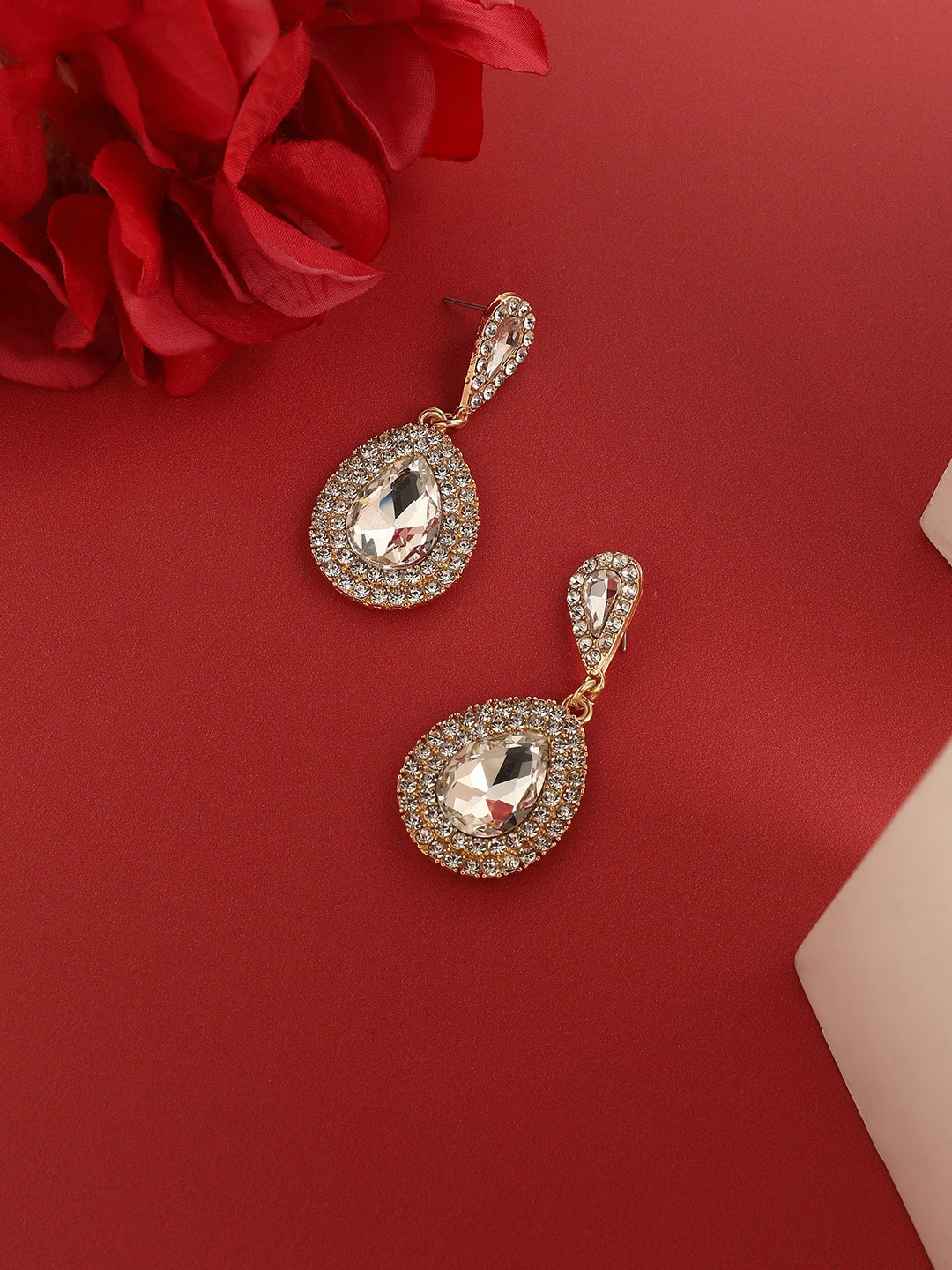 

SOHI Gold-Plated Contemporary Drop Earrings