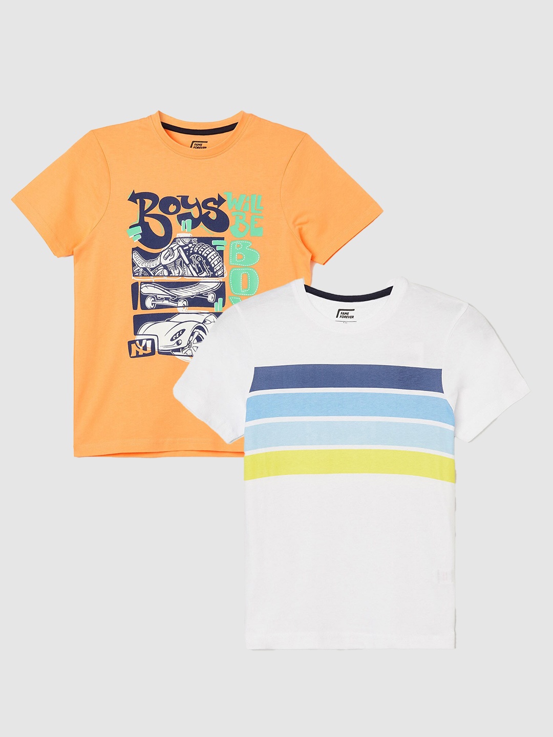 

Fame Forever by Lifestyle Boys Pack Of 2 Printed Pure Cotton T-Shirt, White