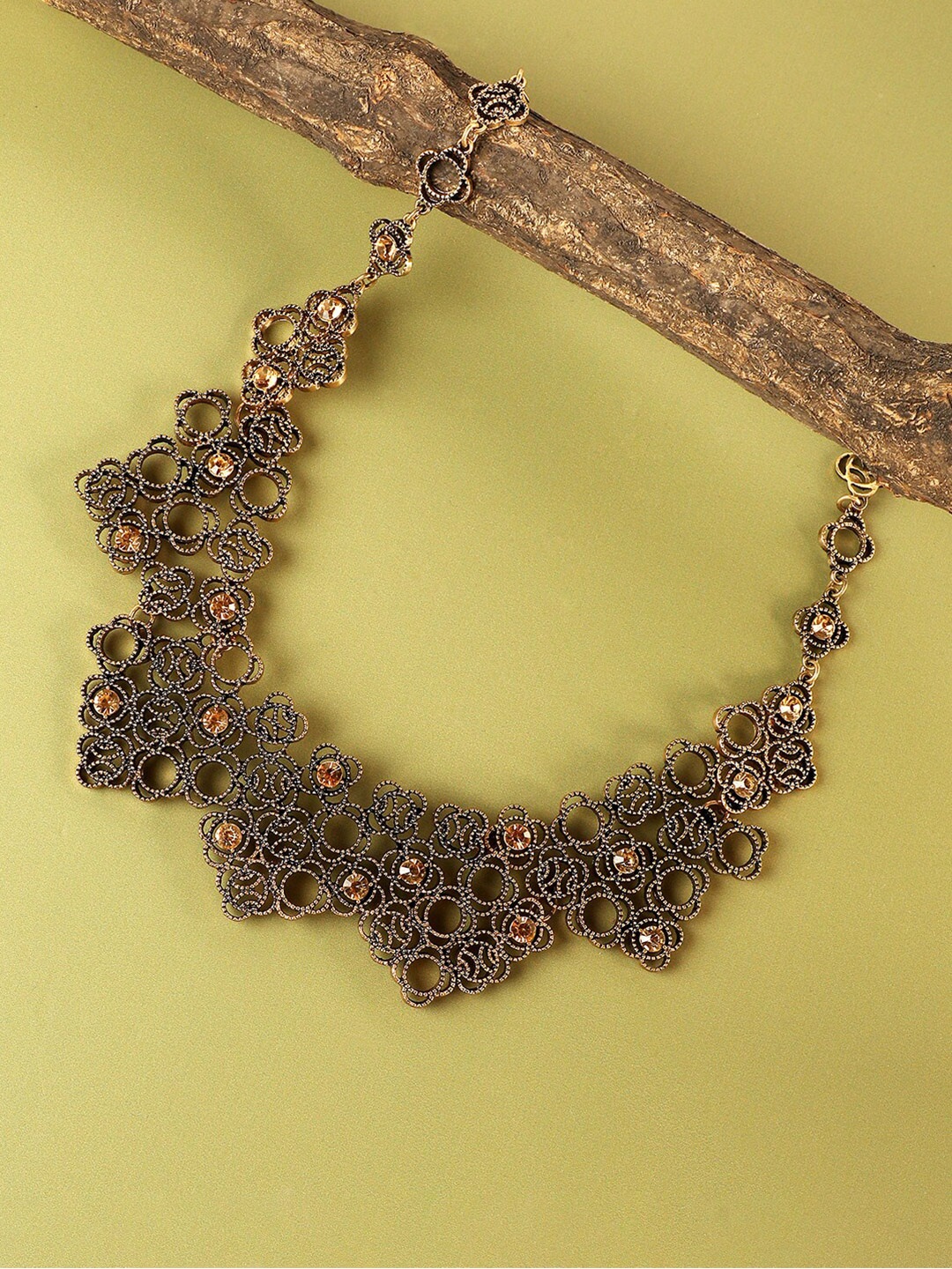 

SOHI Gold-Plated Stone-Studded Necklace