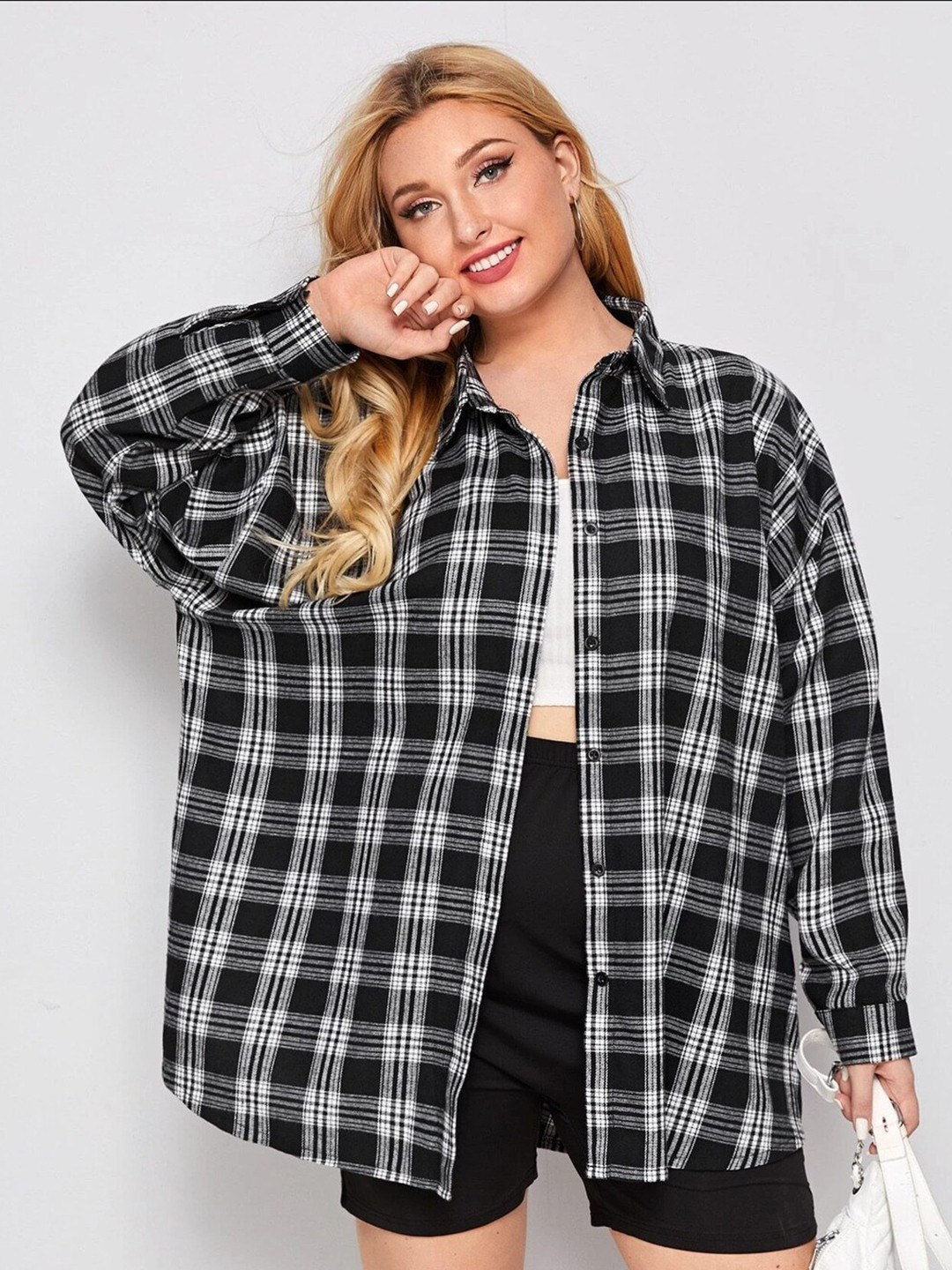 

BUY NEW TREND Relaxed Fit Tartan Checked Casual Cotton Shirt, Black