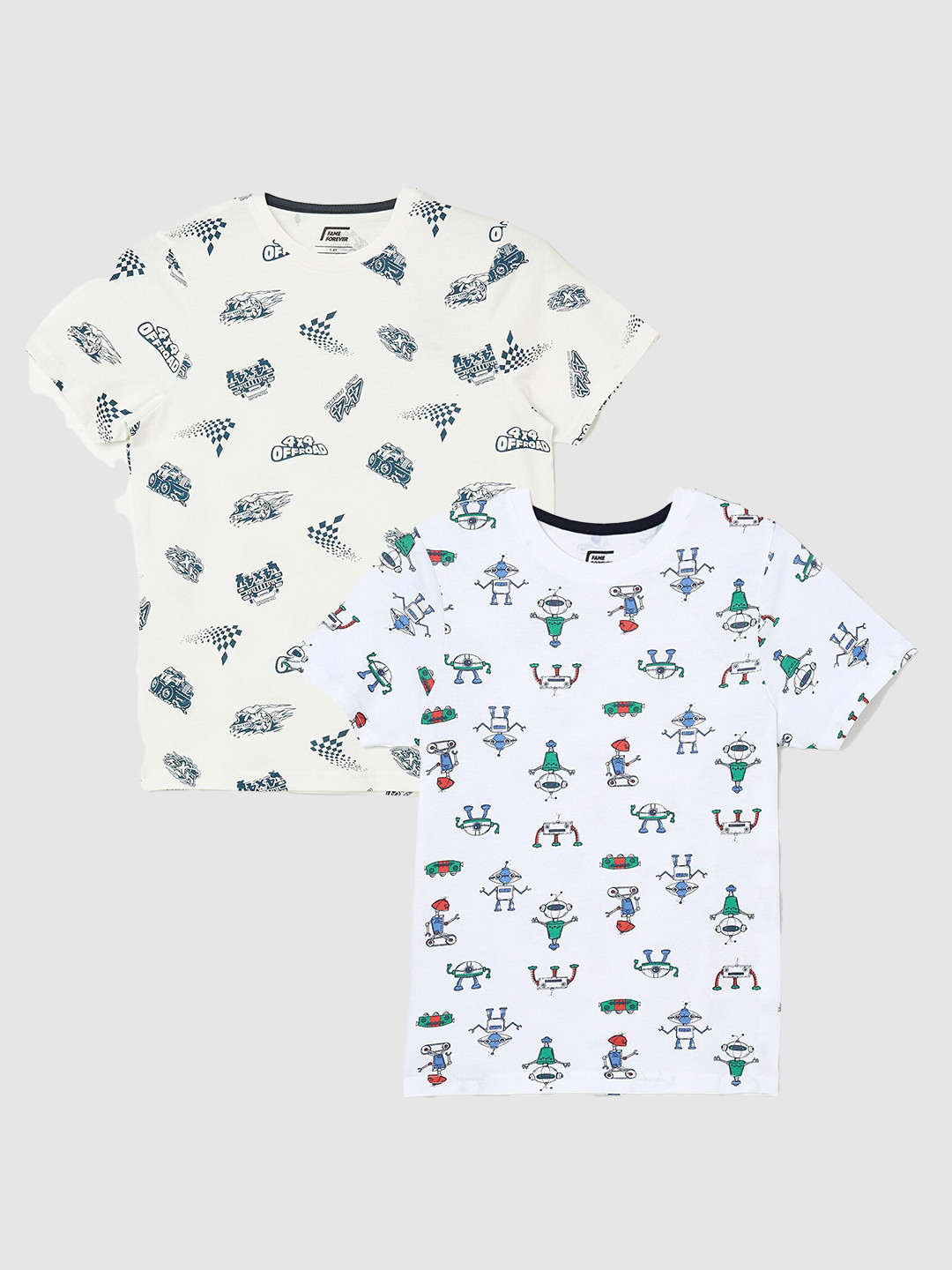 

Fame Forever by Lifestyle Boys Pack Of 2 Printed Cotton T-Shirt, White