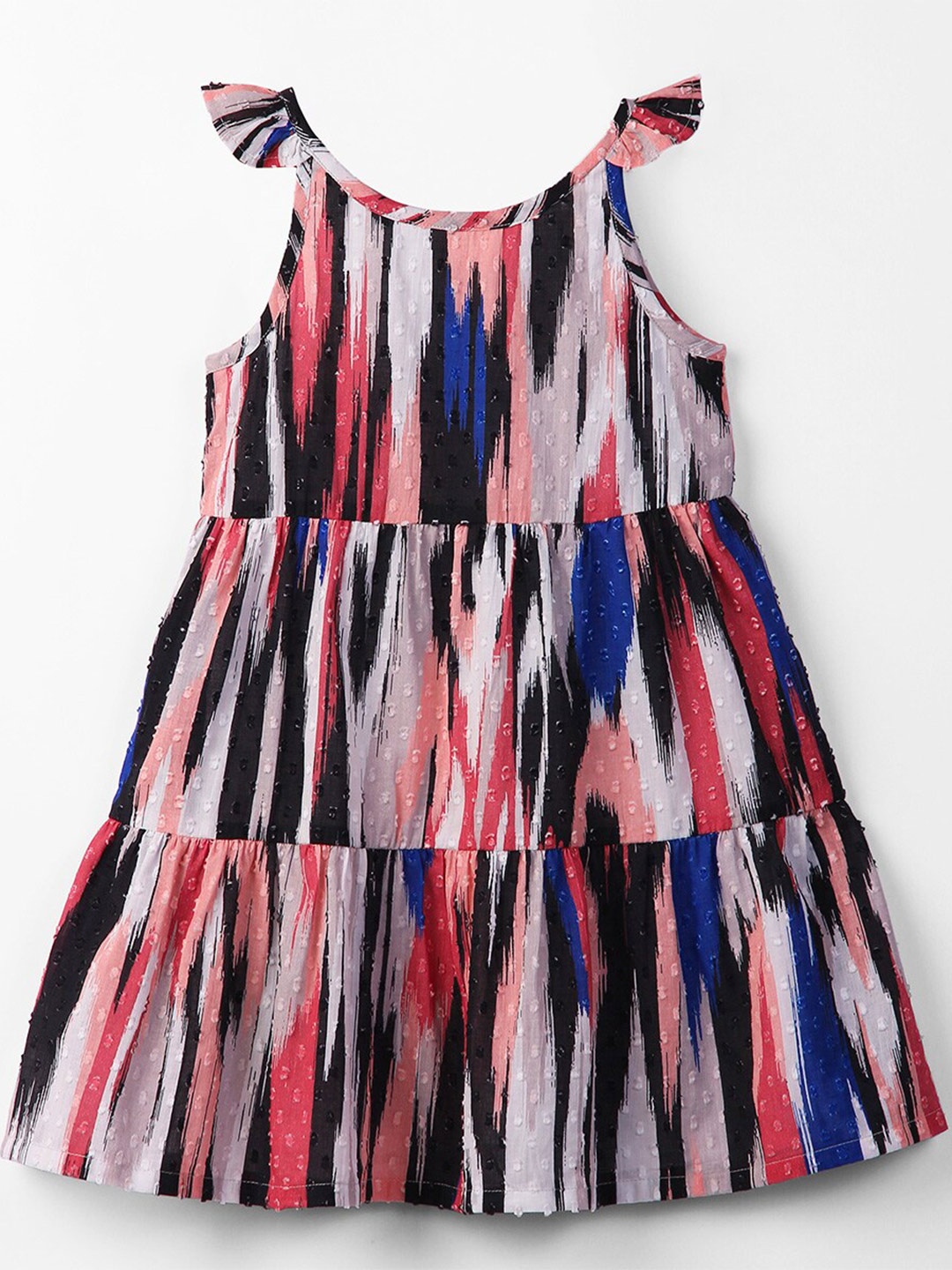 

Beebay Girls Self Design Pure Cotton A-Line Dress, Black