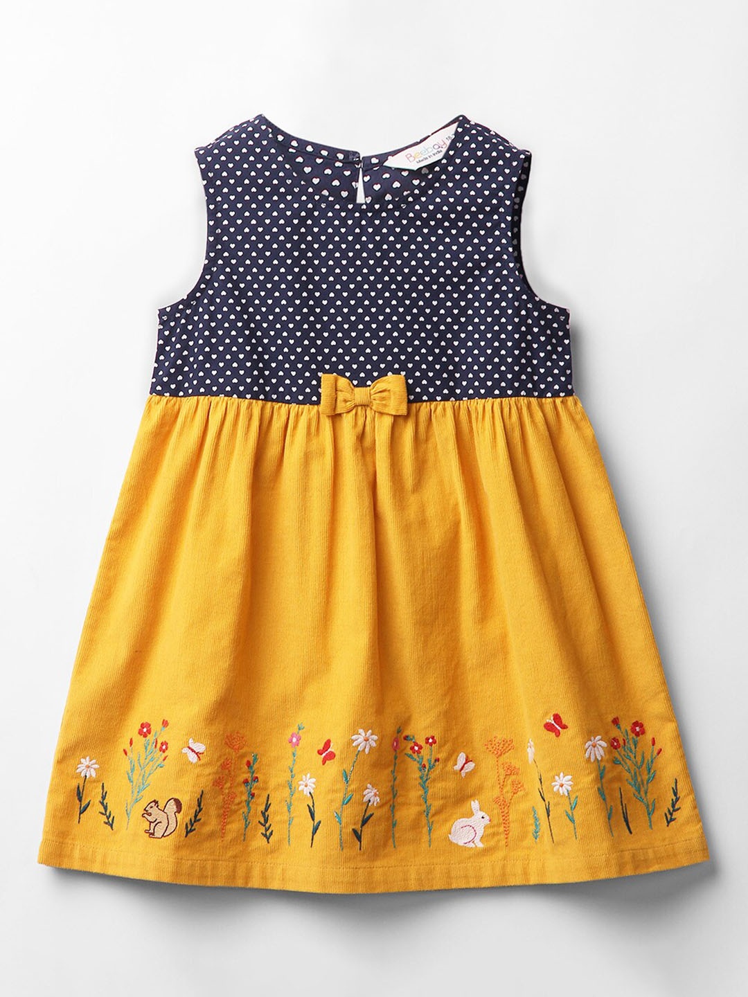 

Beebay Girls Floral Embroidered Corduroy Dress, Yellow