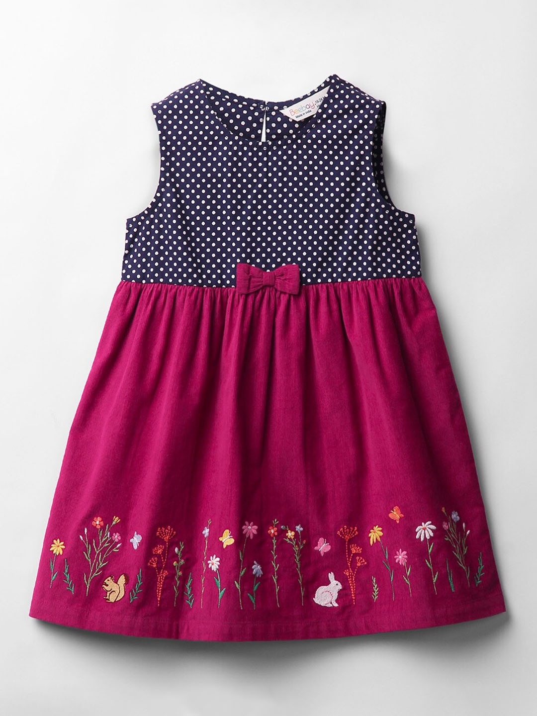 

Beebay Girls Floral Embroidered Corduroy Dress, Purple