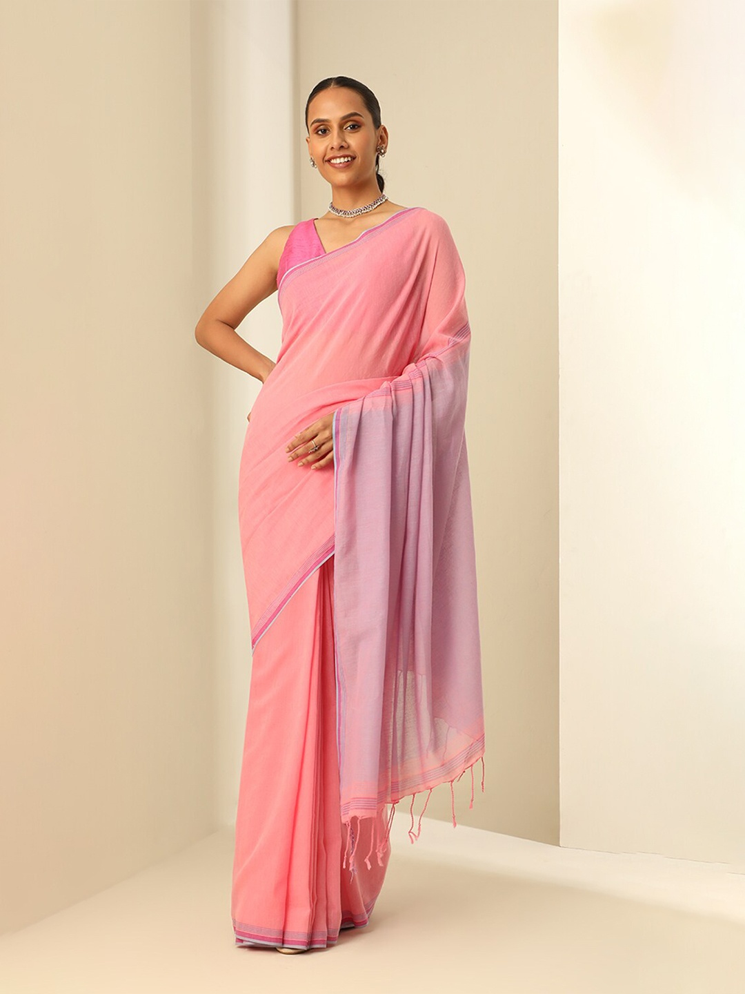 

Taneira Pure Cotton Saree, Pink
