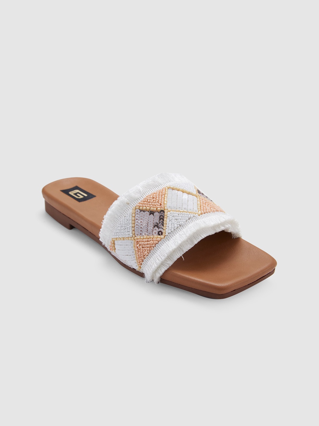 

Sole To Soul Embellished Open Toe Flats, White