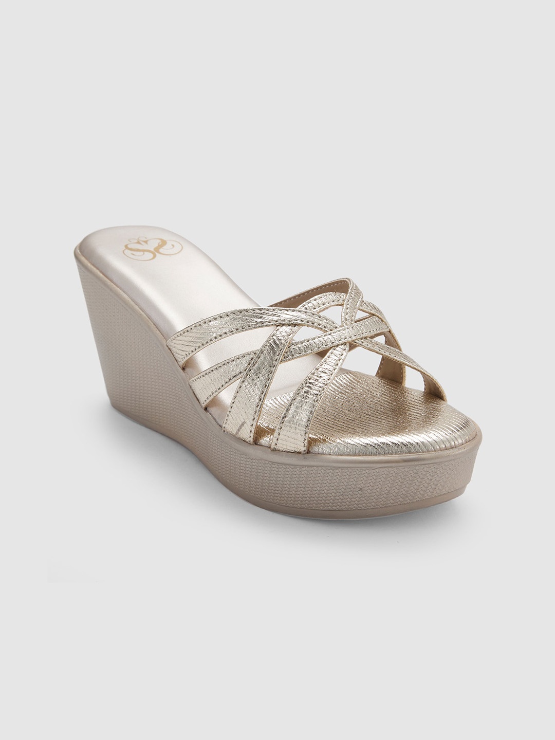

Sole To Soul Embellished Open Toe Wedge Heels, Gold