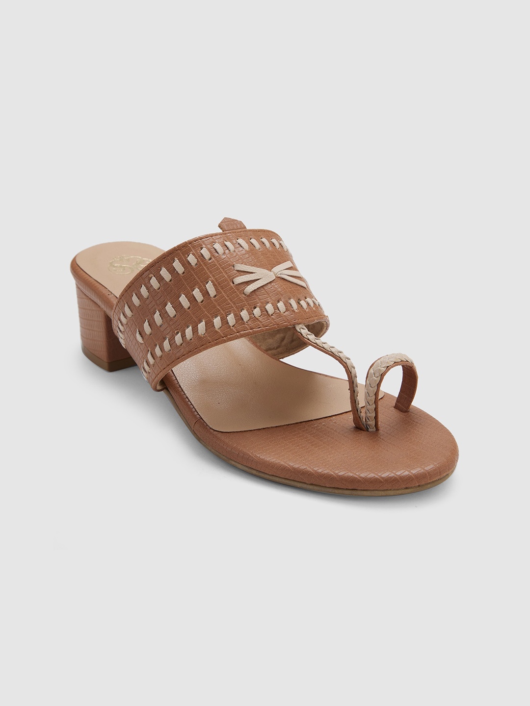 

Sole To Soul Textured One Toe Block Heels, Tan