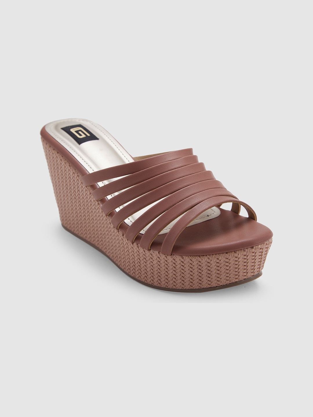 

Sole To Soul Striped Open Toe Wedge Heels, Peach