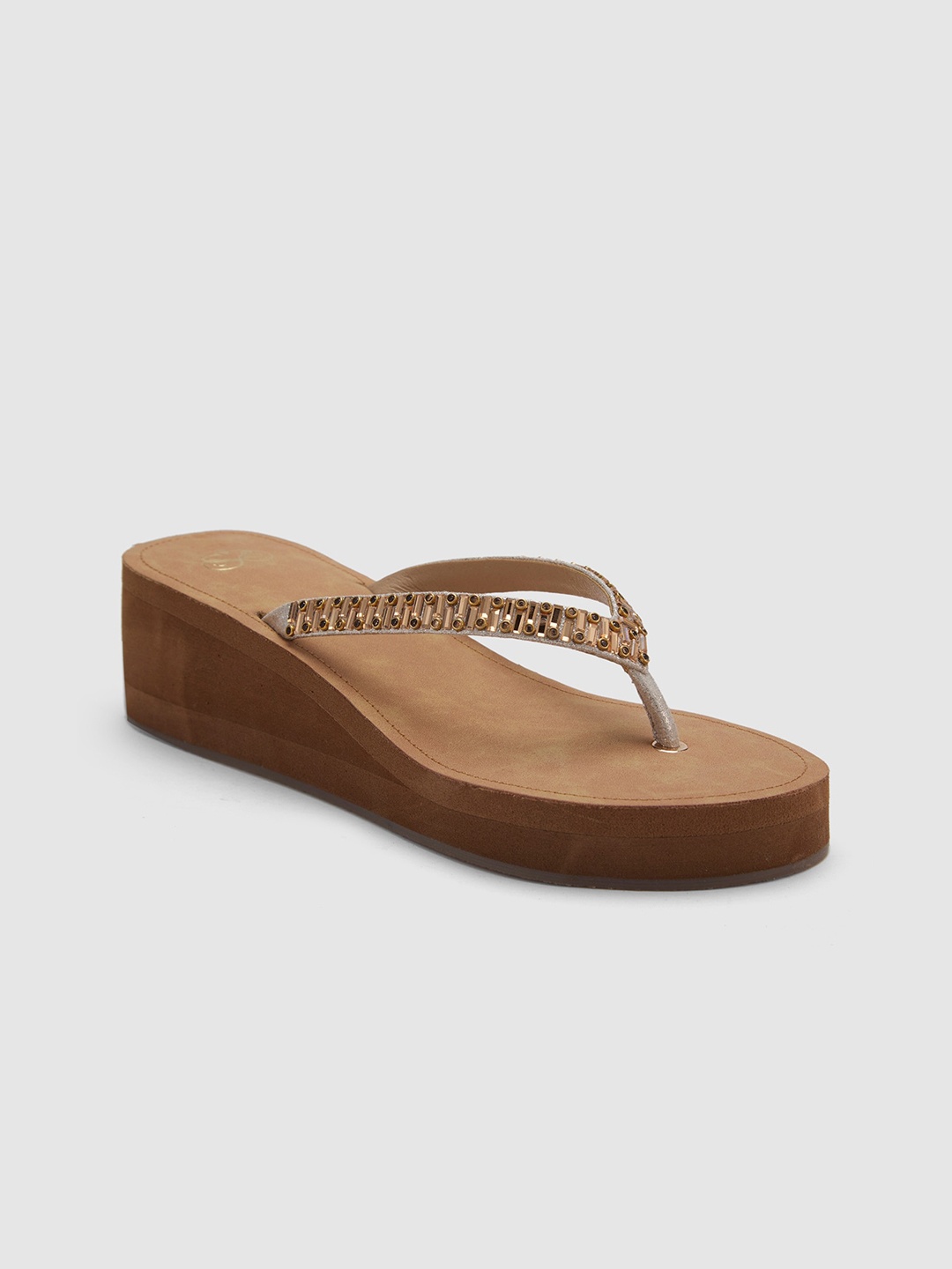 

Sole To Soul Embellished Open Toe Wedge Heels, Gold
