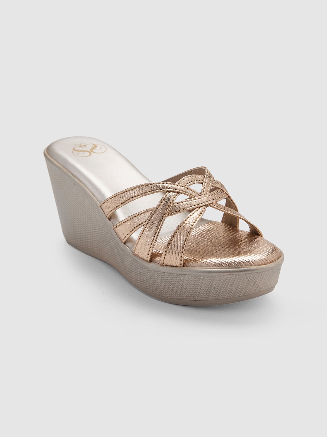 

Sole To Soul Embellished Open Toe Wedge Heels, Champagne