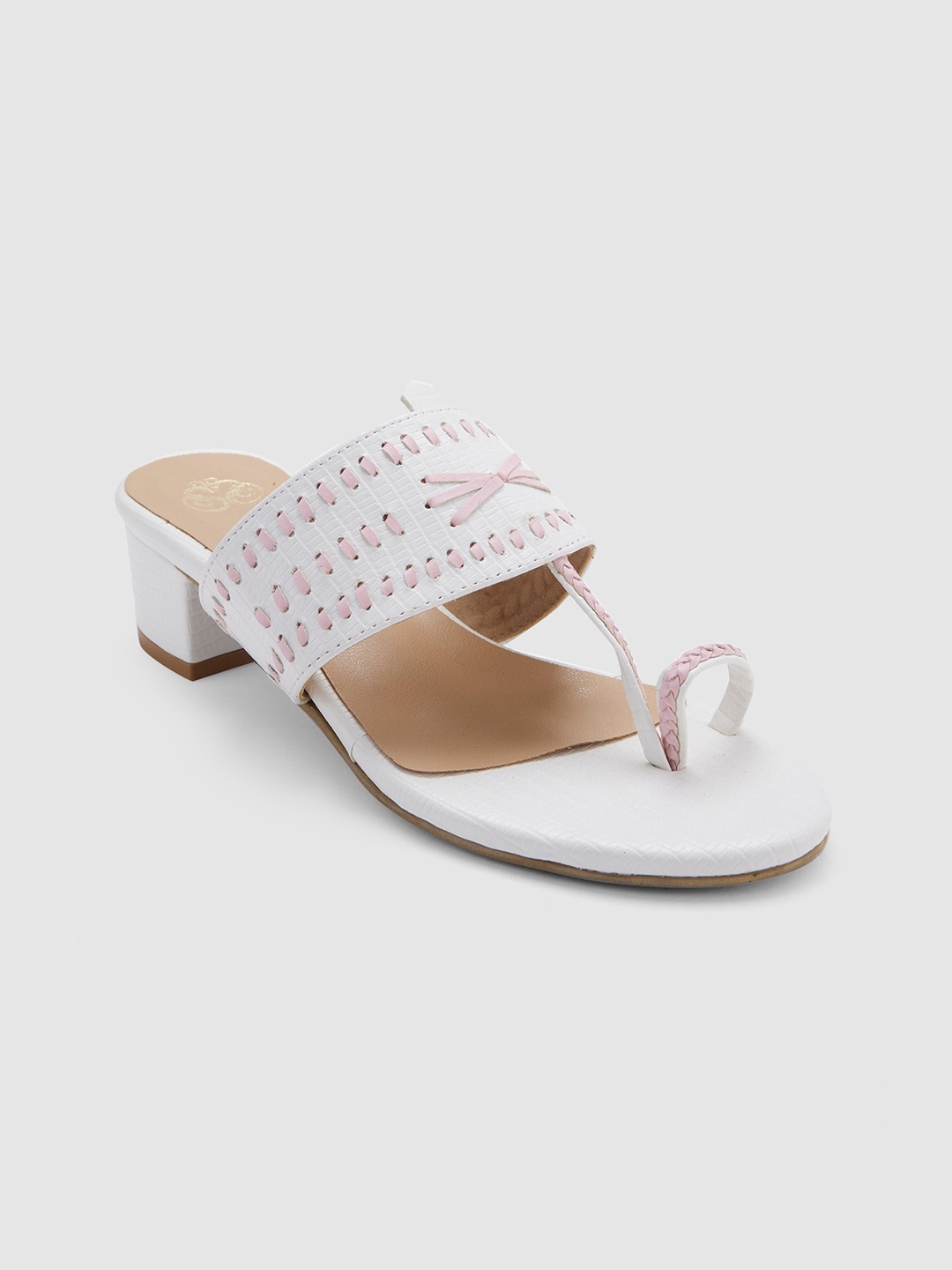 

Sole To Soul Textured One Toe Block Heels, White