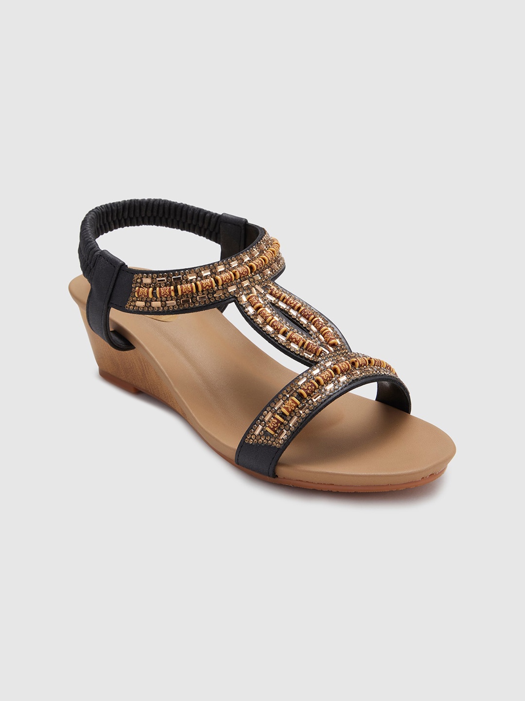 

Sole To Soul Embellished Wedge Heels With Backstrap, Black