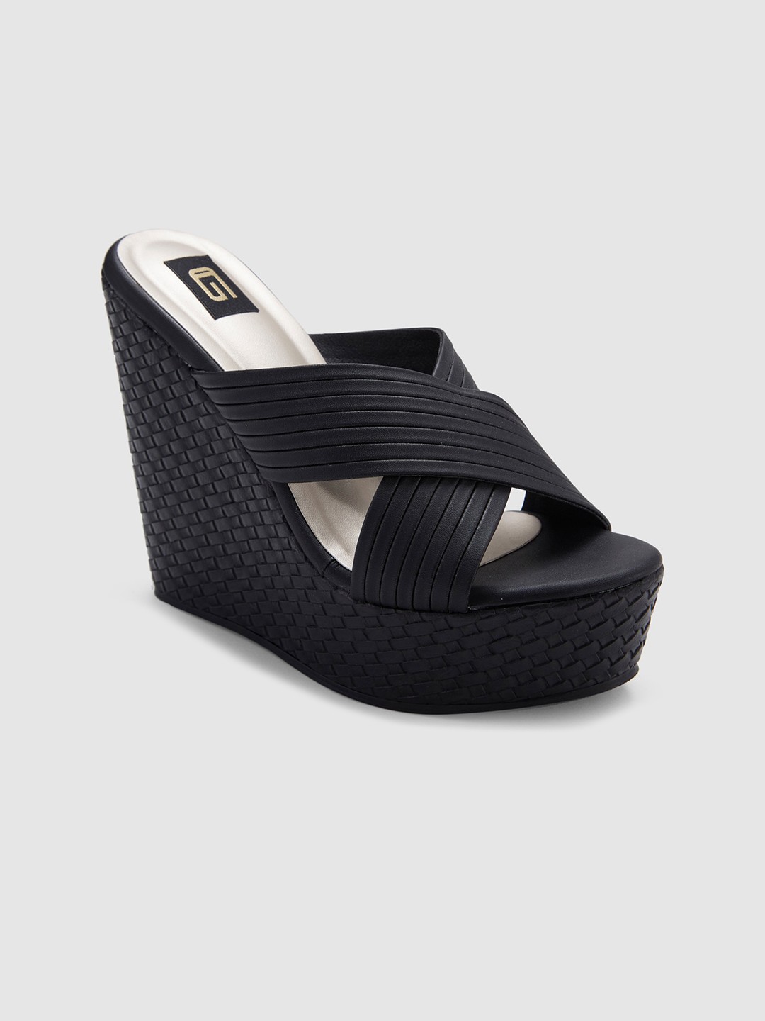 

Sole To Soul Textured Cross Strap Wedges, Black