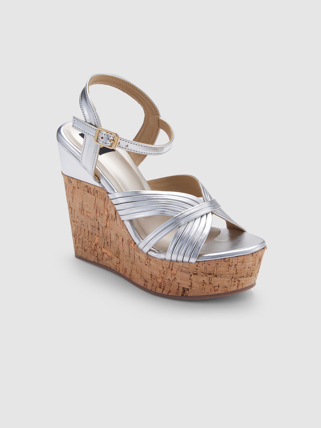 

Sole To Soul Strappy Open Toe Wedge Heels, Silver