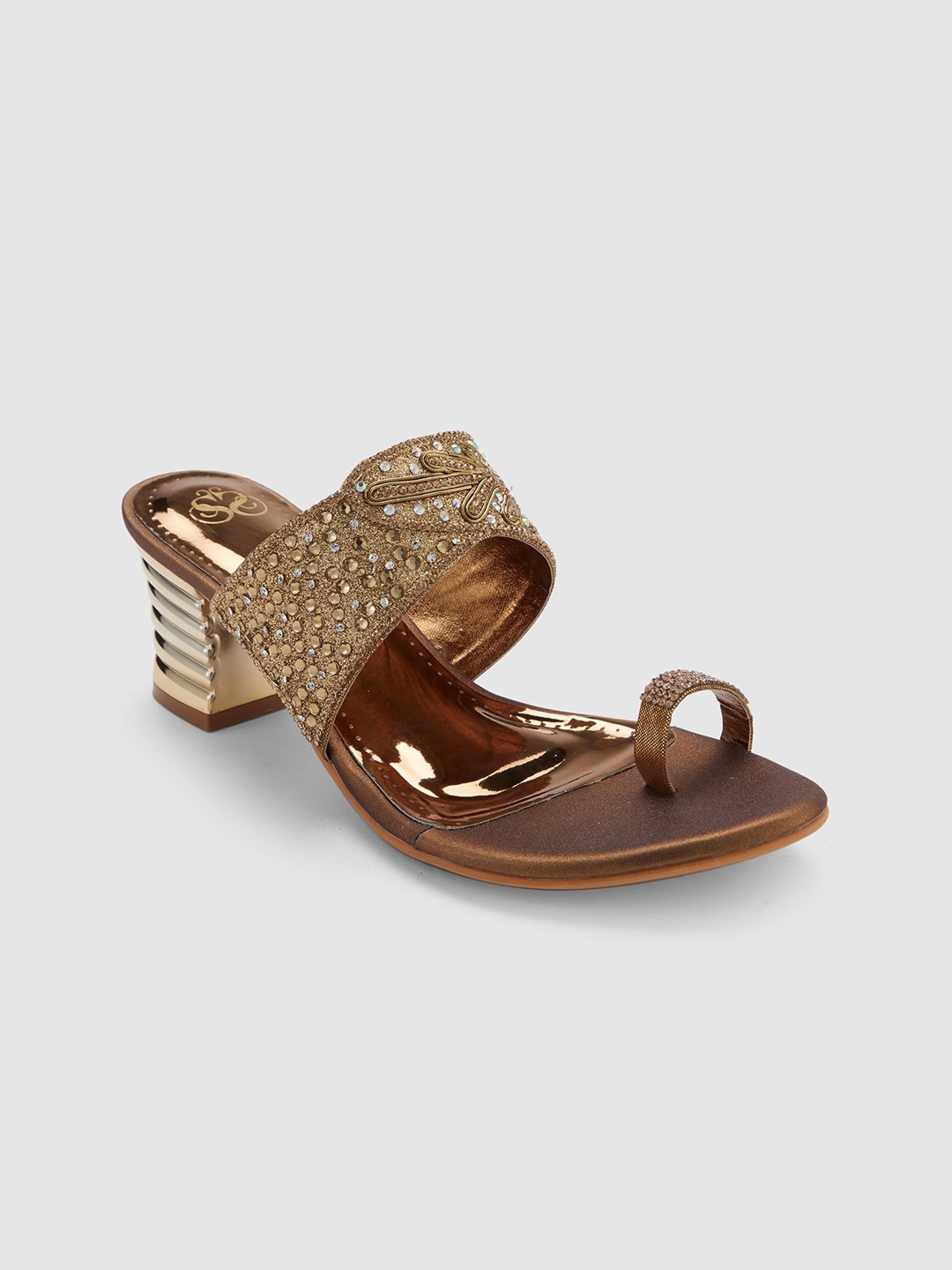 

Sole To Soul Embellished Ethnic Block Heels, Bronze