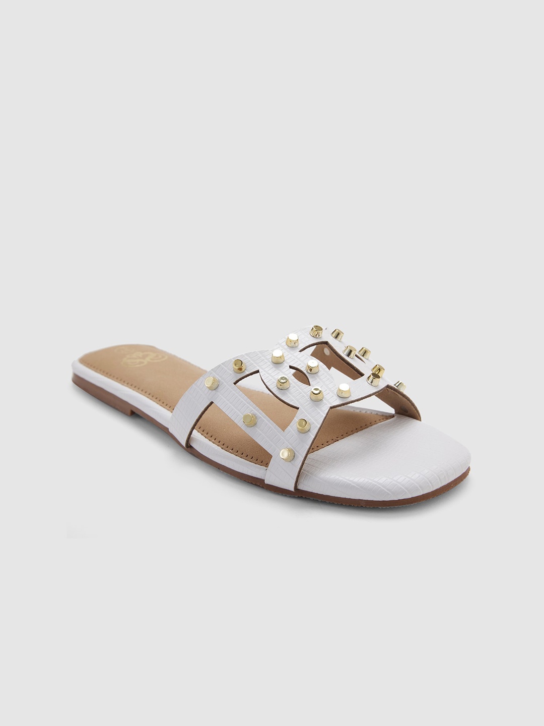 

Sole To Soul Embellished Open Toe Flats, White