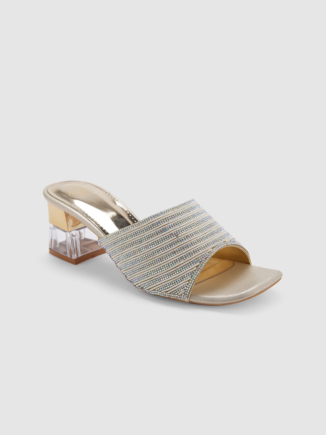 

Sole To Soul Embellished Open Toe Block Heels, Gold