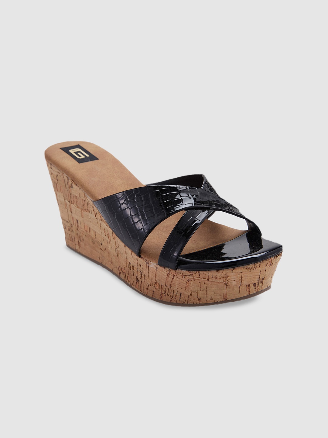 

Sole To Soul Textured Cross Strap Open Toe Wedges, Black