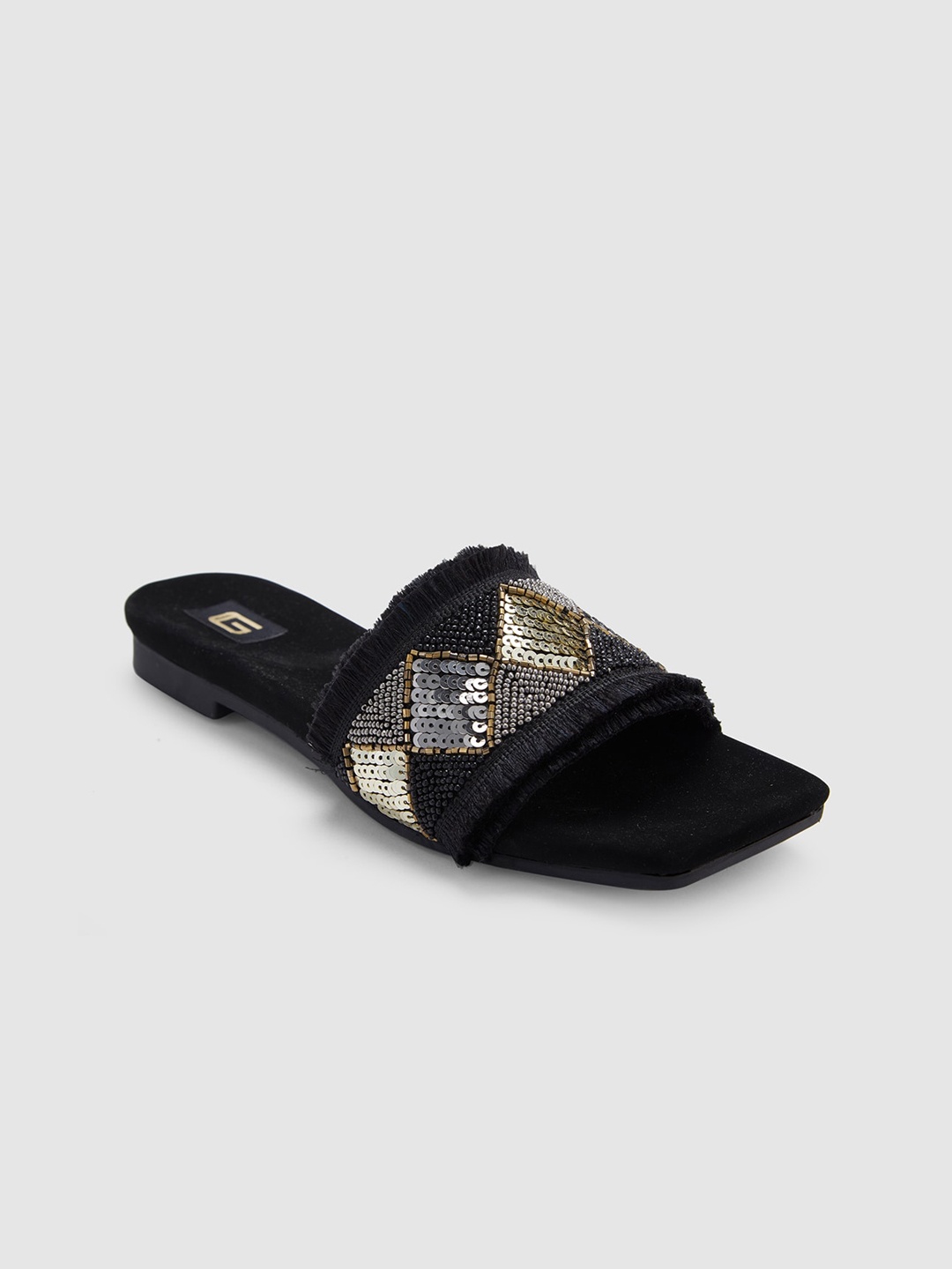 

Sole To Soul Embellished Open Toe Flats, Black