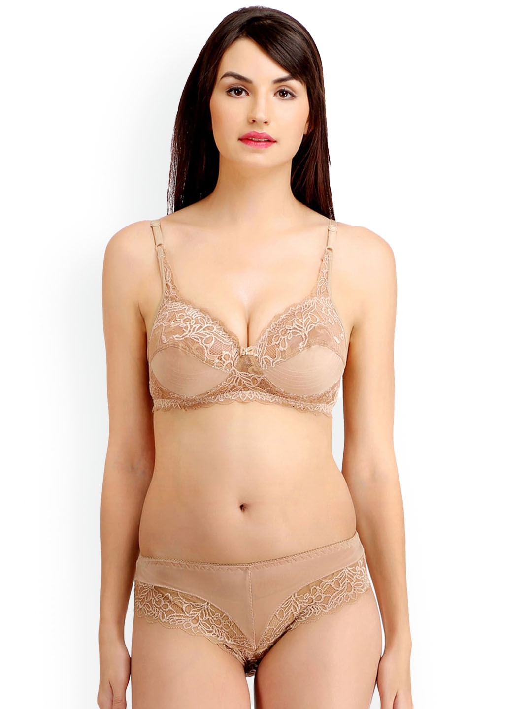 

AROUSY Self Design Cotton Non Padded Lingerie Set N_Stich Set_Brown_38