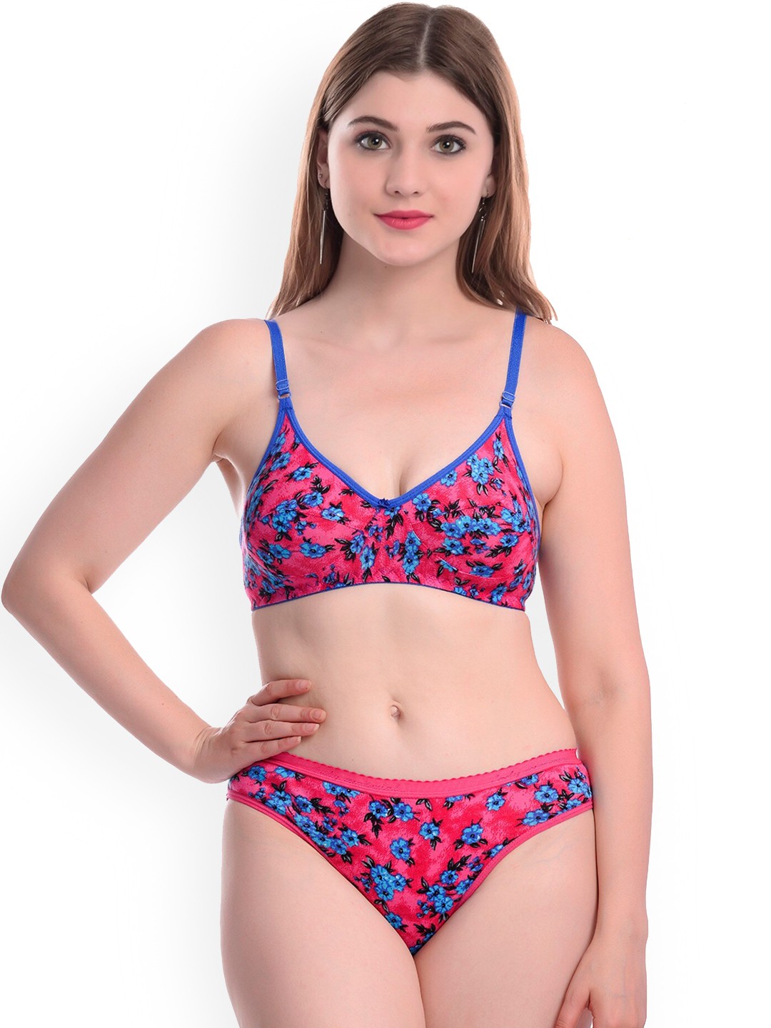 

AROUSY Printed Non-Padded Cotton Lingerie Set N_Janu Set_Pink_40
