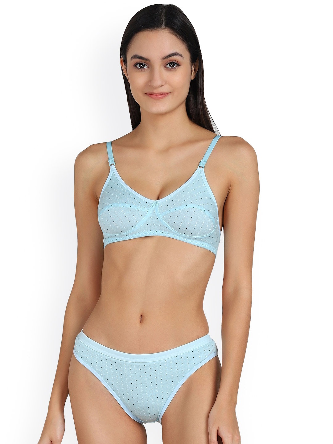 AROUSY Printed Non Padded Mid-Rise Cotton Lingerie Set BY_ZB Set_Blue_38