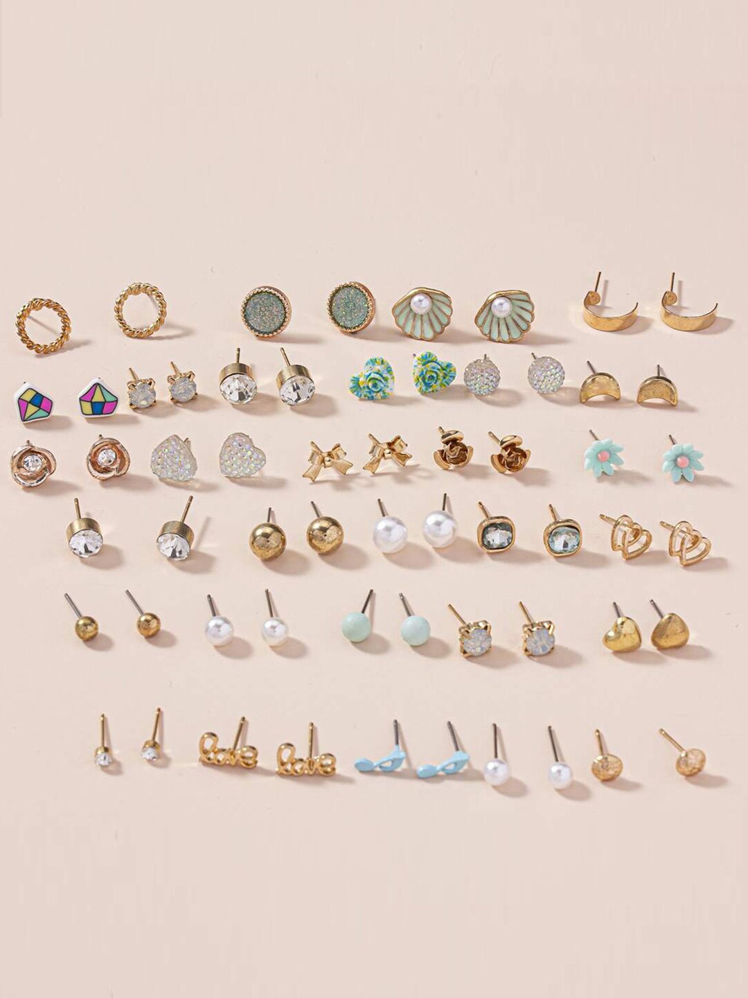 

Jewels Galaxy Set Of 30 Contemporary Studs Earrings, Multi