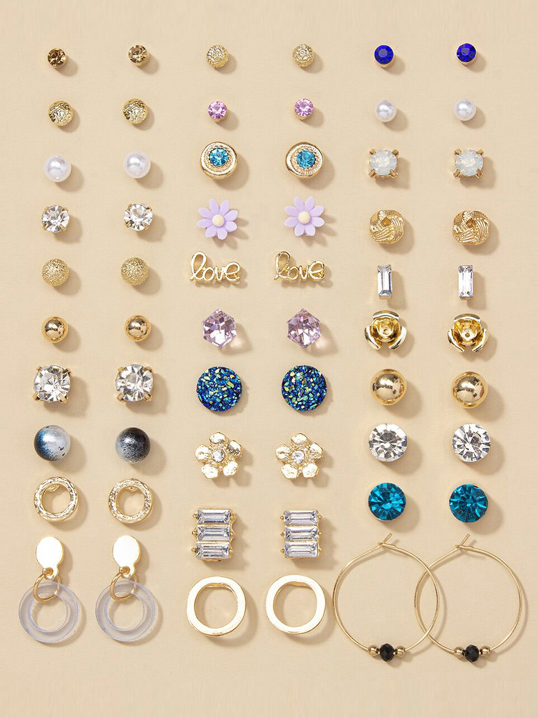 

Jewels Galaxy Set Of 30 Gold Plated Stud And Hoop Earrings
