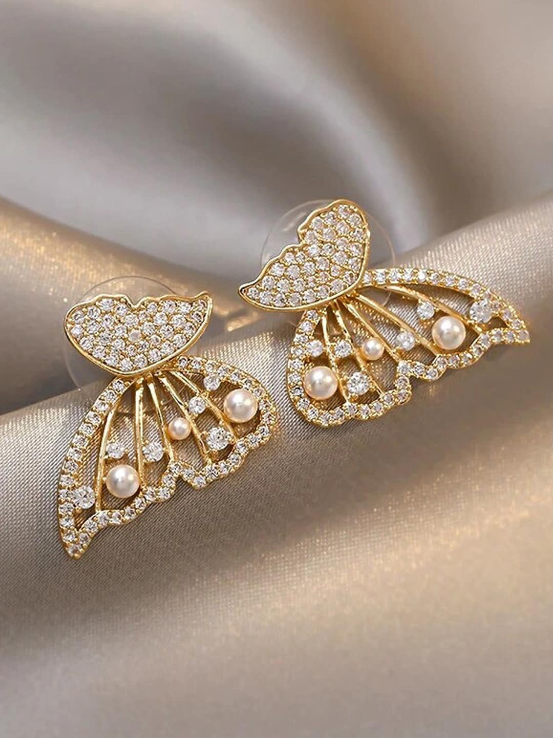 

Jewels Galaxy Gold-Plated AD Studded Butterfly Stud Earrings