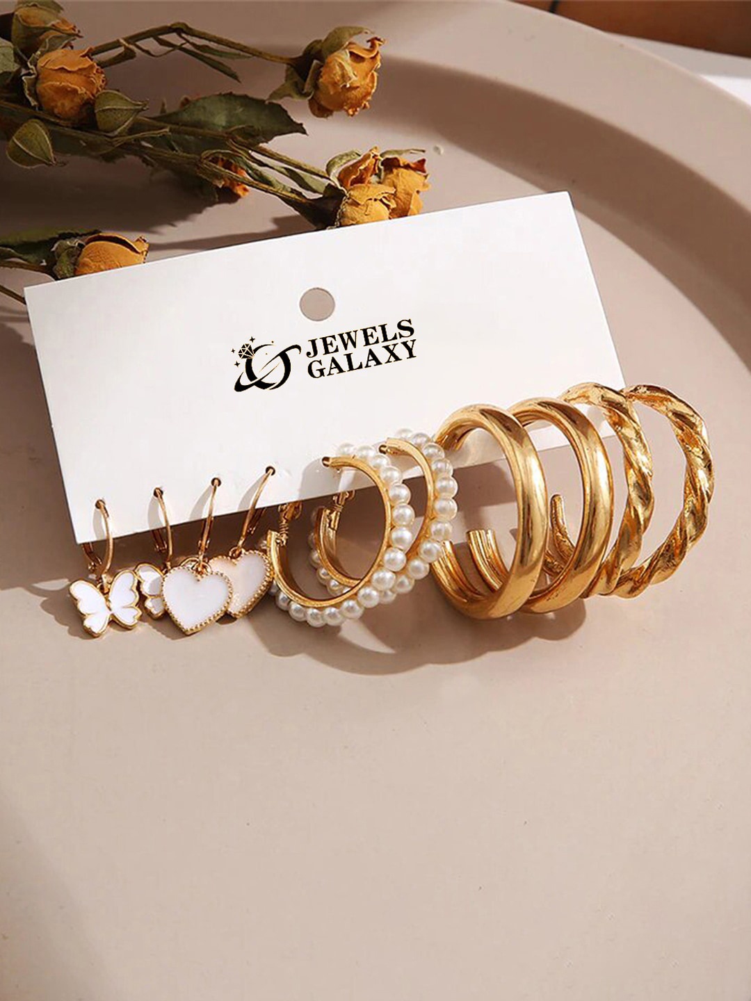 

Jewels Galaxy Set Of 5 Gold-Plated Contemporary Hoop Earrings