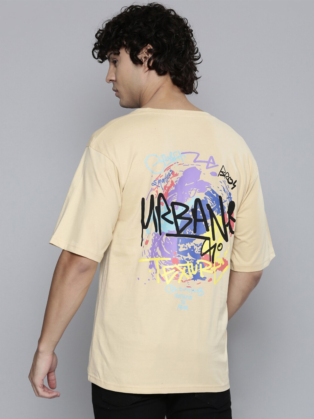

SMARTEES Typography Printed Cotton T-shirt, Cream