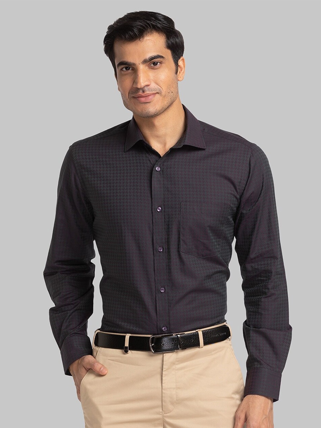 

Park Avenue Slim Fit Micro Ditsy Printed Organic Cotton Formal Shirt, Green