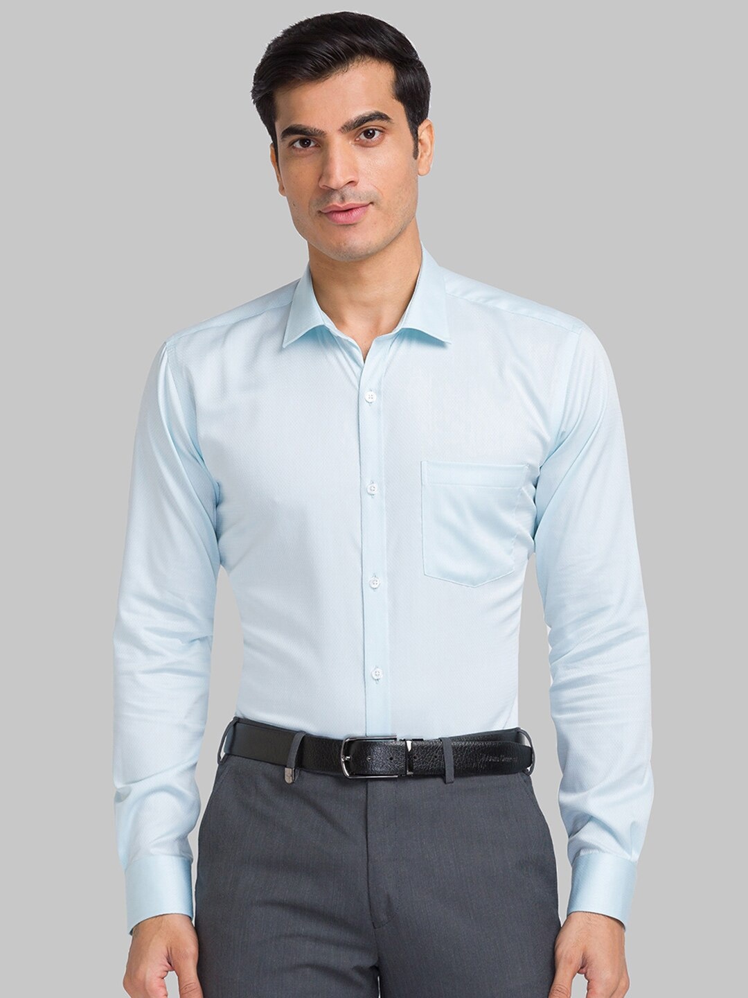 

Park Avenue Self Design Pure Cotton Formal Shirt, Blue