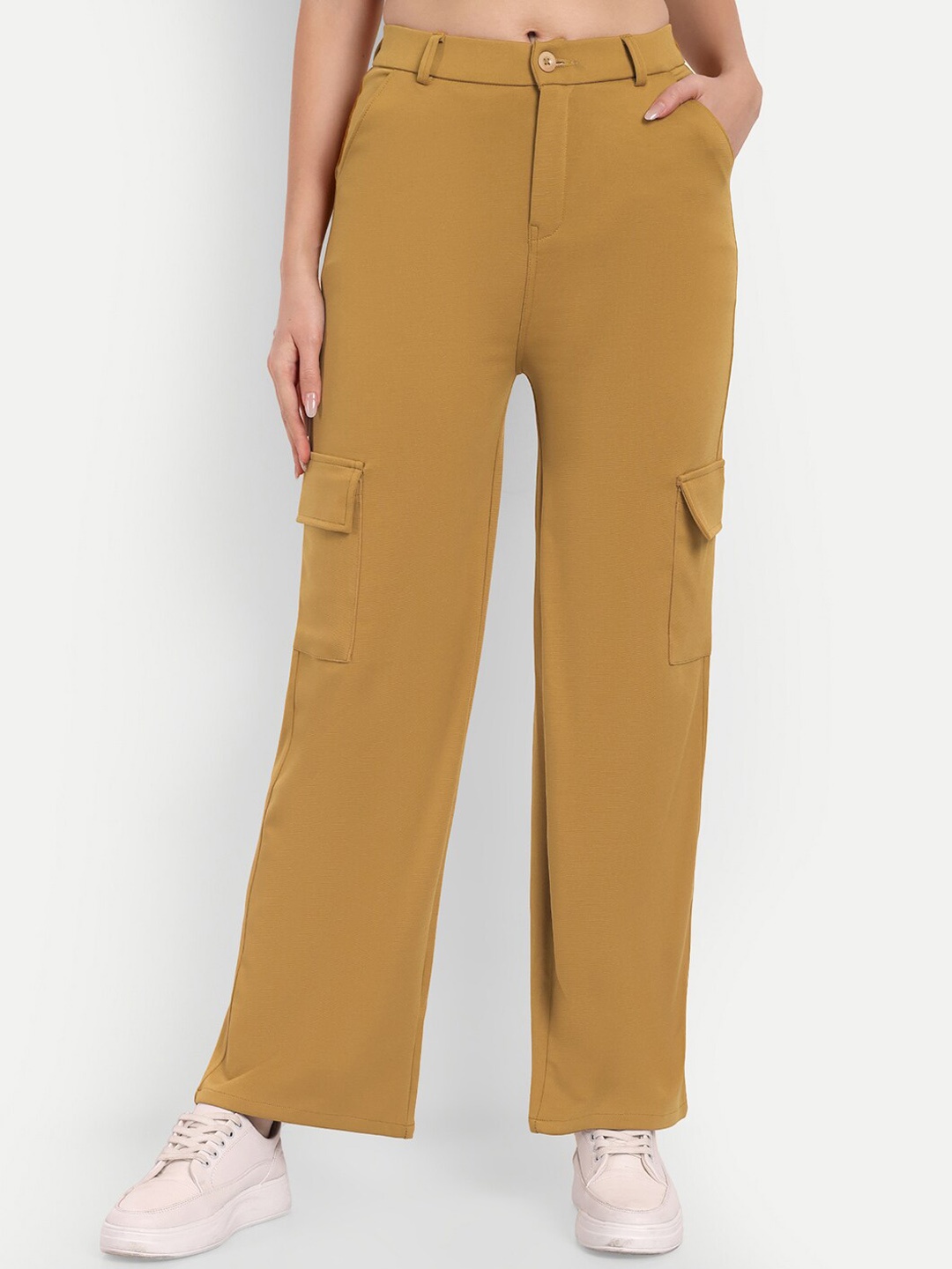 

Next One Women Smart Straight Fit High-Rise Easy Wash Culottes Trousers, Mustard