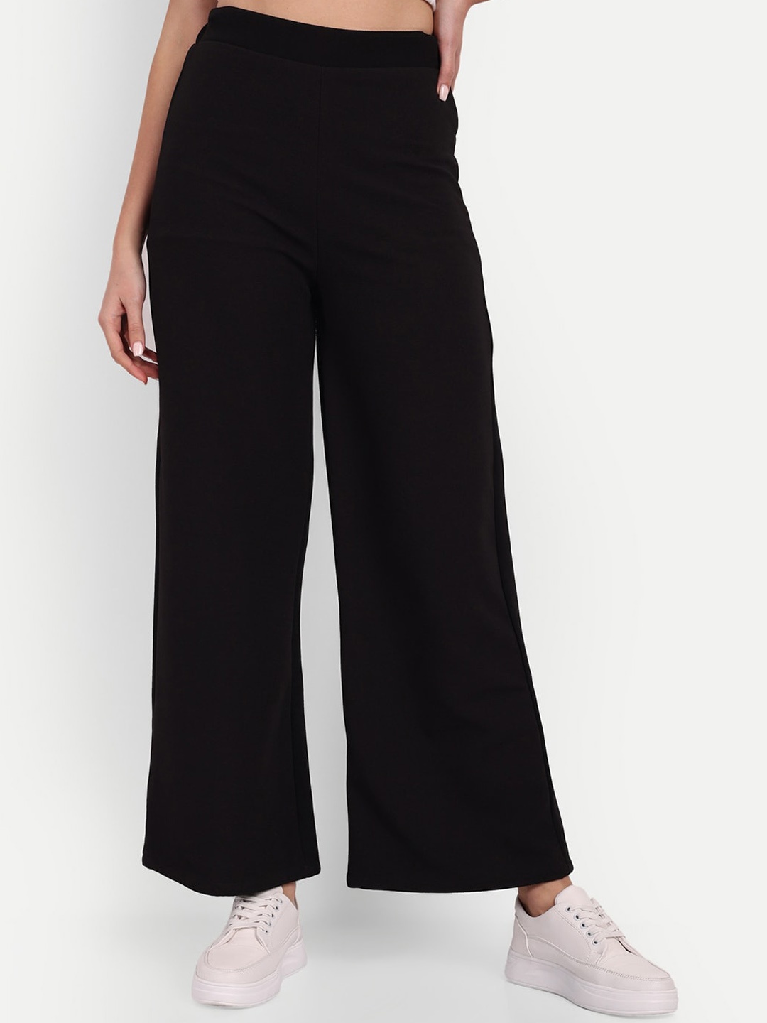 

Next One Women Relaxed Loose Fit High-Rise Easy Wash Parallel Trousers, Black
