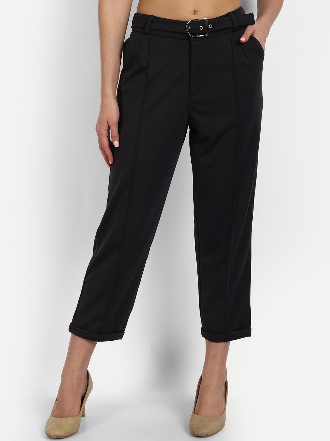 

Next One Women Relaxed Straight Leg Straight Fit High-Rise Easy Wash Pleated Trousers, Grey