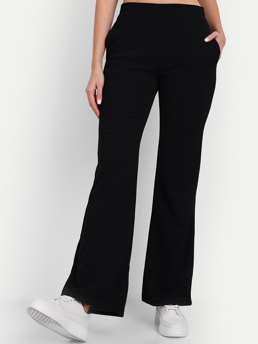 

Next One Women Flared High-Rise Easy Wash Bootcut Trousers, Black