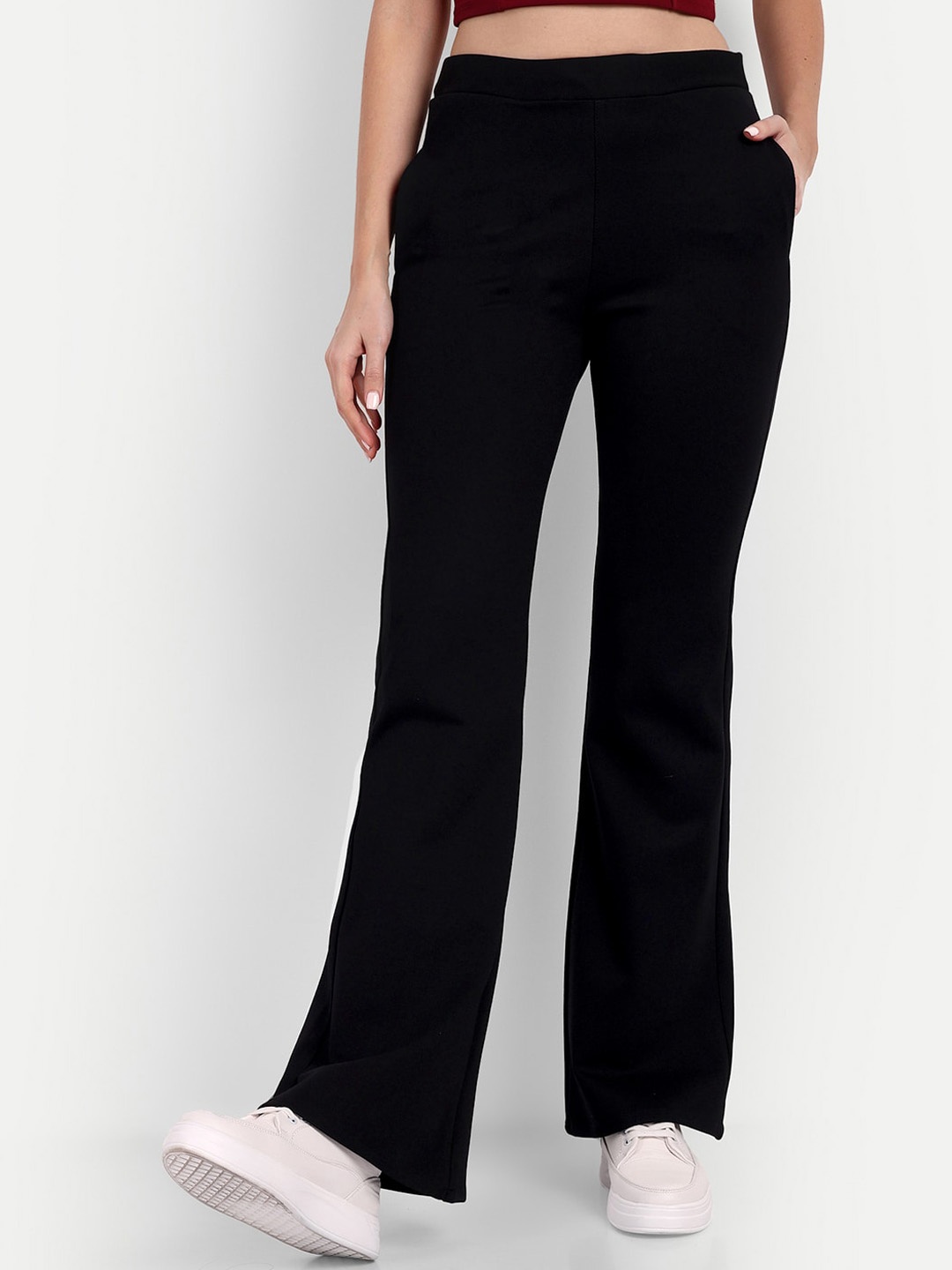 

Next One Women Smart Flared High-Rise Easy Wash Bootcut Trousers, Black