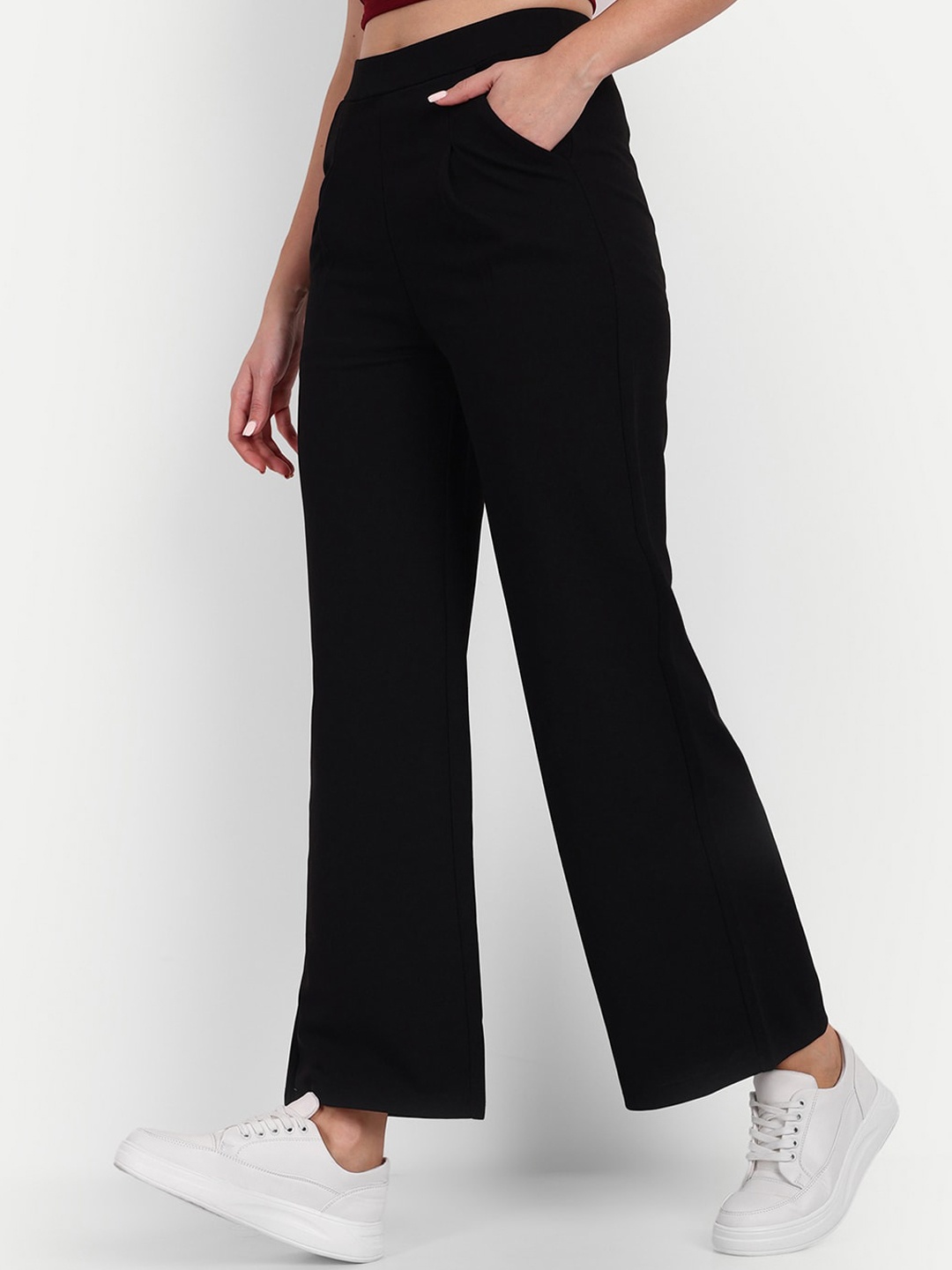 

Next One Women High-Rise Smart Wide Leg Trousers, Black